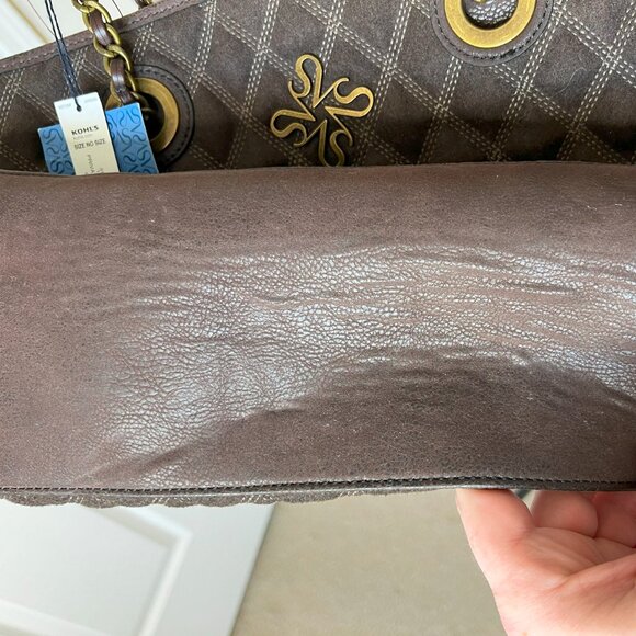 Simply Vera Vera Wang Brown Cocoa Quilted Handbag Shoulder Bag - Picture 9 of 11